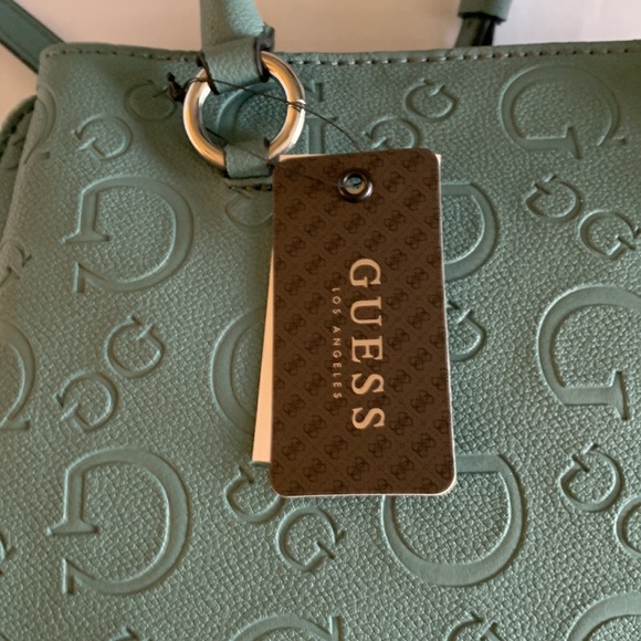 GUESS. Los Angeles. NWT. Signature, Teal, Steel Handbag. - Picture 6 of 10